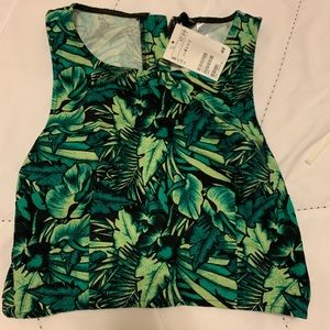 Green floral crop top. Never worn
